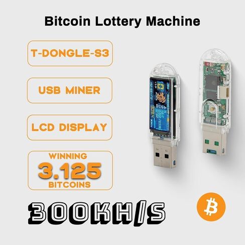 New NerdMiner V2 300KH Nerdminer Dongle USB 3W Bitcoin Solo Lottery Miner Win 3.125 BTC with Low Power Consumption WiFi Connection USB-A Power in Kuwait