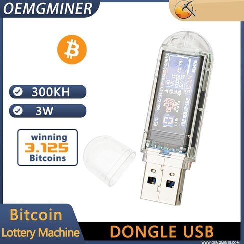 New NerdMiner V2 300KH Nerdminer Dongle USB 3W Bitcoin Solo Lottery Miner Win 3.125 BTC with Low Power Consumption WiFi Connection USB-A Power in Kuwait