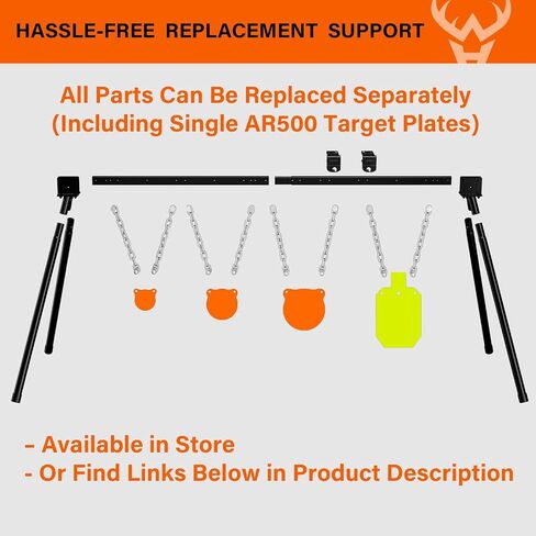 Highwild Expandable AR500 Steel Targets System 3/8" Thick Complete Shooting Targets with Stand, 4", 6", 8" Gongs + 7" x 12" Torso with 1 Stand, 2 Extension Brackets & 4 Mounting Kits in Saudi Arabia