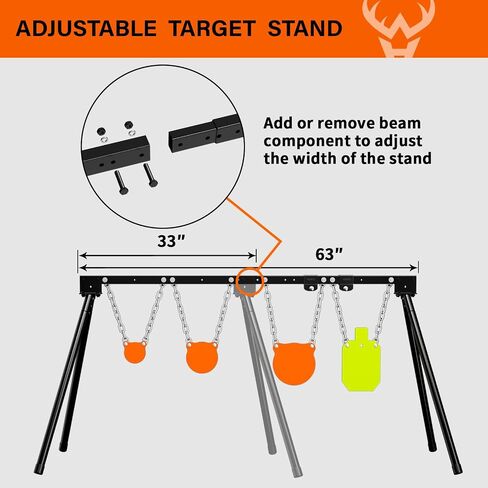 Highwild Expandable AR500 Steel Targets System 3/8" Thick Complete Shooting Targets with Stand, 4", 6", 8" Gongs + 7" x 12" Torso with 1 Stand, 2 Extension Brackets & 4 Mounting Kits in Saudi Arabia