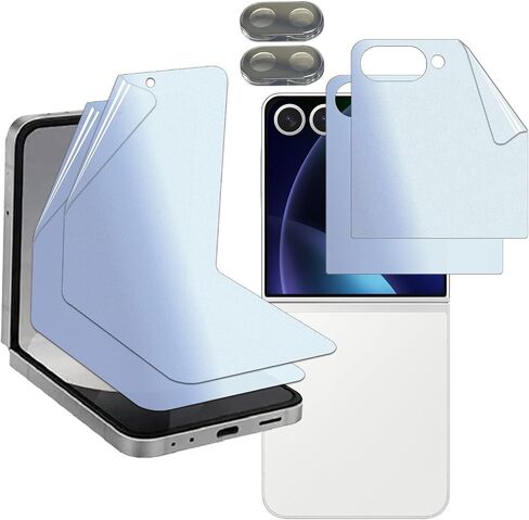 [3+3+2] 3 inner & 3 Outer [ Matte + Anti Blue Light ] TPU film Screen protector + 2 Lens Protector for Galaxy Z Flip 8 / Flip 7 Easy to install in Saudi Arabia