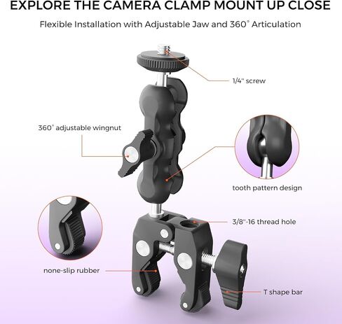 NearStream Super Clamp Camera Clamp Mount with 360°Ball Head, AW-CZT-04 in Saudi Arabia