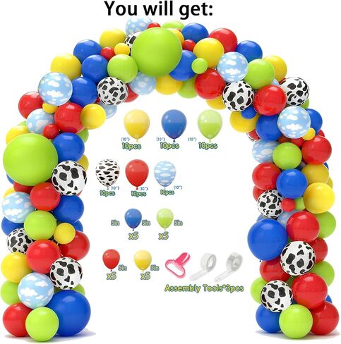 Blue Sky Cartoon Story Birthday Balloons Arch You've Got A Friend in Me Backdrop and Table Cloth for Boys 1st 2nd 3rd 4th 10th Cartoon Story Birthday Party Supplies Decorations in Saudi Arabia