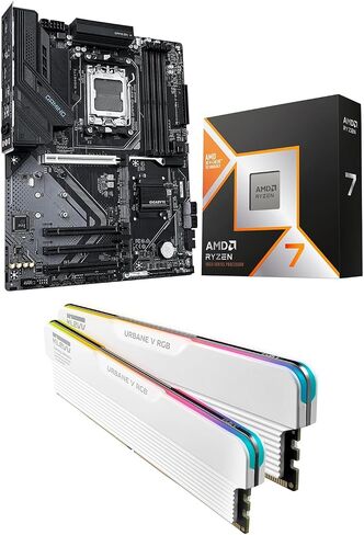 Micro Center CPU Motherboard Memory Combo: AMD Ryzen 7 9800X3D CPU Processor + Gigabyte B850 Gaming WIFI6 Motherboard + KLEVV Urbane V RGB DDR5 32GB 6000MHz CL30 Ram Memory White in Saudi Arabia