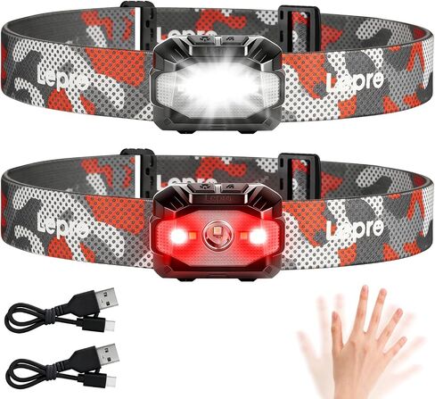Lepro Dual Power Headlamp USB-C Charge & AAA Battery Motion Sensor 2 Pack in Kuwait