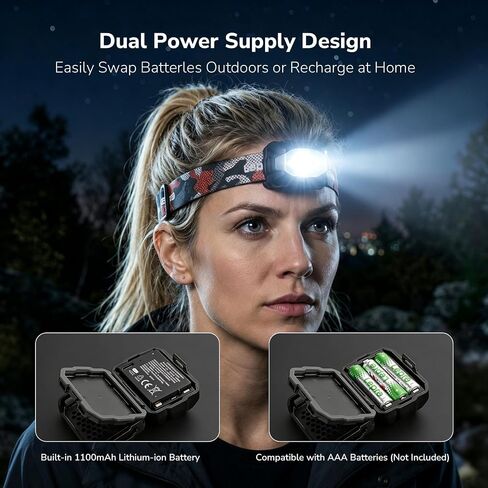 Lepro Dual Power Headlamp USB-C Charge & AAA Battery Motion Sensor 2 Pack in Kuwait