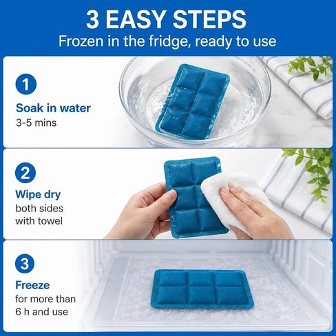Small Ice Packs for Lunch Boxes, 6"x4", 4 Pcs in Kuwait
