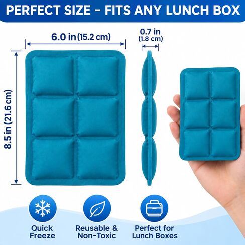 Small Ice Packs for Lunch Boxes, 6"x4", 4 Pcs in Kuwait