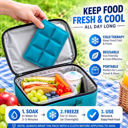 Small Ice Packs for Lunch Boxes, 6"x4", 4 Pcs in Kuwait