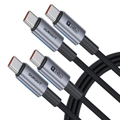 SUNGUY 240W USB C to USB C Cable [6.6FT, 2-Pack] Fast Charging Long Cord in Saudi Arabia