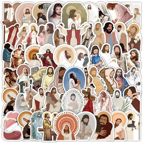 60 Jesus Stickers Pack – Christian Jesus Vinyl Stickers for Water Bottles, Laptop, Phone, Notebook, Faith Gifts for Kids & Adults in Kuwait
