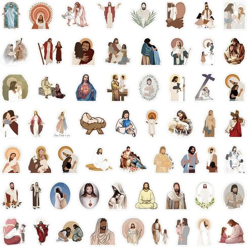 60 Jesus Stickers Pack – Christian Jesus Vinyl Stickers for Water Bottles, Laptop, Phone, Notebook, Faith Gifts for Kids & Adults in Kuwait