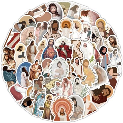 60 Jesus Stickers Pack – Christian Jesus Vinyl Stickers for Water Bottles, Laptop, Phone, Notebook, Faith Gifts for Kids & Adults in Kuwait