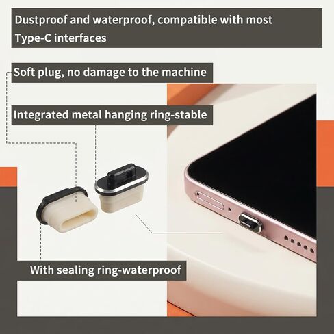 4 Pcs USB-C Dust Plugs with Easy-Grip Tab Anti-Dust USB-C Port Cover in Saudi Arabia