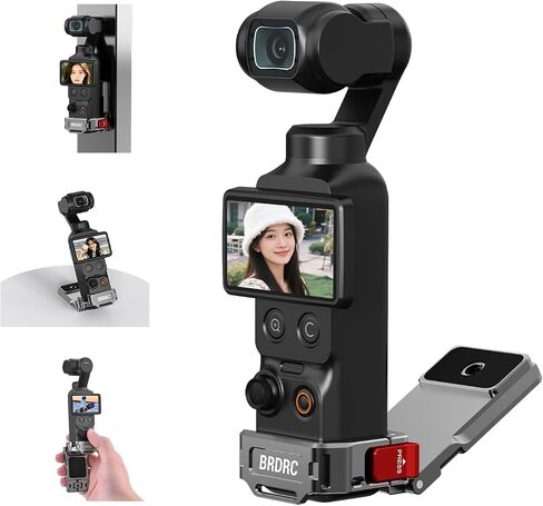 Pocket 4P 4 3 Magnetic Mount Stand for DJI Osmo/Xtra Muse, 180° Adjustable Aluminum Metal Cage Frame Desk Holder, Expansion Adapter Magnet Handle ＆ Cold Shoe for DJI Osmo Pocket 4 Accessories in Saudi Arabia