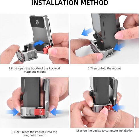 Pocket 4P 4 3 Magnetic Mount Stand for DJI Osmo/Xtra Muse, 180° Adjustable Aluminum Metal Cage Frame Desk Holder, Expansion Adapter Magnet Handle ＆ Cold Shoe for DJI Osmo Pocket 4 Accessories in Saudi Arabia