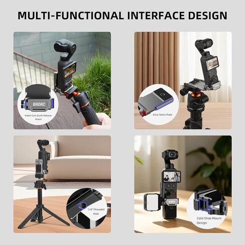Pocket 4P 4 3 Magnetic Mount Stand for DJI Osmo/Xtra Muse, 180° Adjustable Aluminum Metal Cage Frame Desk Holder, Expansion Adapter Magnet Handle ＆ Cold Shoe for DJI Osmo Pocket 4 Accessories in Saudi Arabia