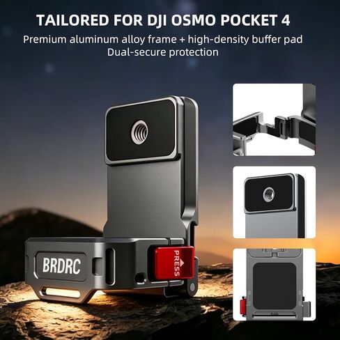 Pocket 4P 4 3 Magnetic Mount Stand for DJI Osmo/Xtra Muse, 180° Adjustable Aluminum Metal Cage Frame Desk Holder, Expansion Adapter Magnet Handle ＆ Cold Shoe for DJI Osmo Pocket 4 Accessories in Saudi Arabia