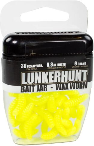 دودة الشمع LUNKERHUNT لصيد الأسماك مع رائحة الطعم الفريدة الجذابة | جرة دودة طعم سمك السلمون المرقط 30 قطعة | ديدان بلاستيكية ناعمة متينة وواقعية لصيد سمك الجير والسلمون المرقط in Kuwait