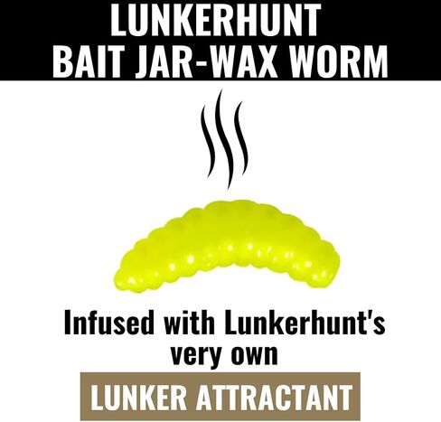 دودة الشمع LUNKERHUNT لصيد الأسماك مع رائحة الطعم الفريدة الجذابة | جرة دودة طعم سمك السلمون المرقط 30 قطعة | ديدان بلاستيكية ناعمة متينة وواقعية لصيد سمك الجير والسلمون المرقط in Kuwait