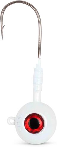 UMT Fluke Ball Jighead for Saltwater Fishing 2oz, 3oz, 4oz - Pearl White - 6/0 Mustad Hook, 3D Eye – Porgies, Black Sea Bass, Striped Bass & Bluefish in Kuwait