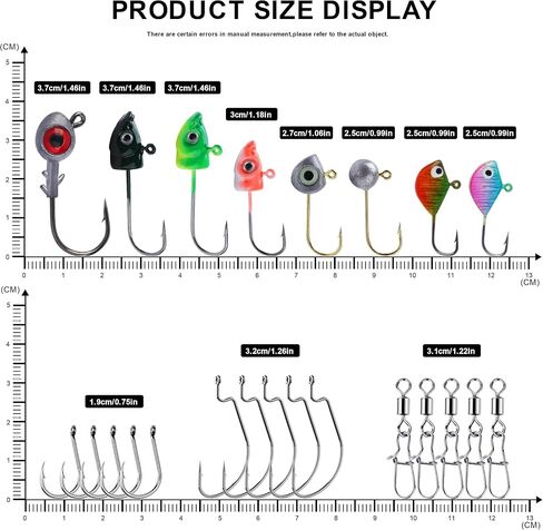 Fishing Jig Heads Hooks Kit 43pcs Glide Swimbait Soft Lures with 3D Eyes Weedless Floating Tools for Bass, Crappie, Walleye, Panfish,Shrimp Ice Fishing Gear Tackle Accessories in Saudi Arabia