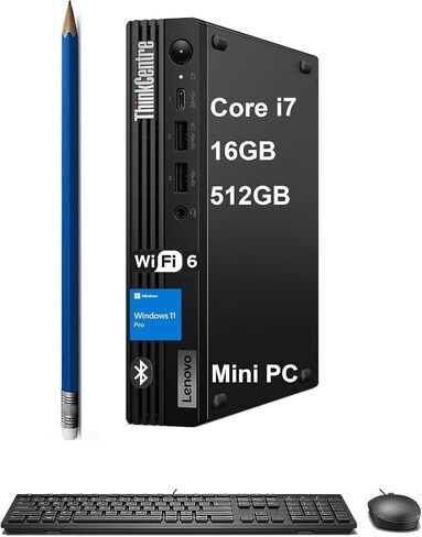 Lenovo ThinkCentre M70q Gen 4 MFF 1L Tiny Mini Desktop Computer, 16GB DDR5, 512GB PCIe SSD, Intel 10-Core i5-13400T, WiFi 6, Windows 11 Pro (Renewed) in Saudi Arabia