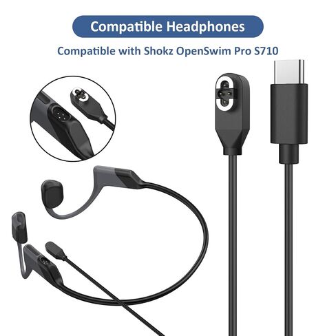 Amzpas Charging Cable for Shokz OpenSwim Pro S710 Bone,Magnetic Charger for USB-C & USB-A to 4-Pin Magnetic Connector Replacement Charger Cord for Bone Conduction Headphones 3.3ft,2-Pack in Saudi Arabia