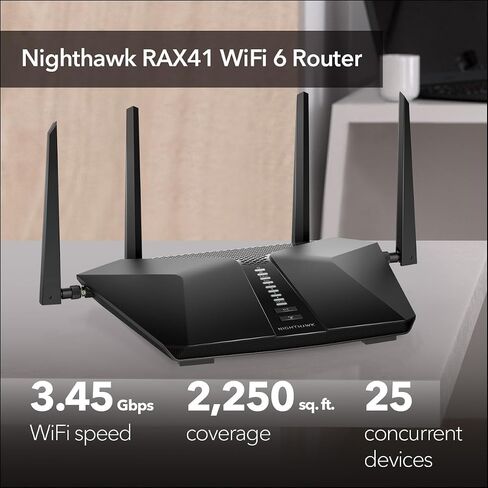 Netgear Nighthawk 5-Stream AX3600 Dual-Band WiFi 6 Router (up to 3.45Gbps) - RAX41 in Kuwait