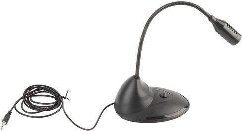 Black ABS Wired Computer Microphone with 4.92 ft Cable, 3.5mm Omnidirectional Adjustable Gooseneck Mic for Notebook PC in Kuwait