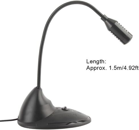Black ABS Wired Computer Microphone with 4.92 ft Cable, 3.5mm Omnidirectional Adjustable Gooseneck Mic for Notebook PC in Kuwait