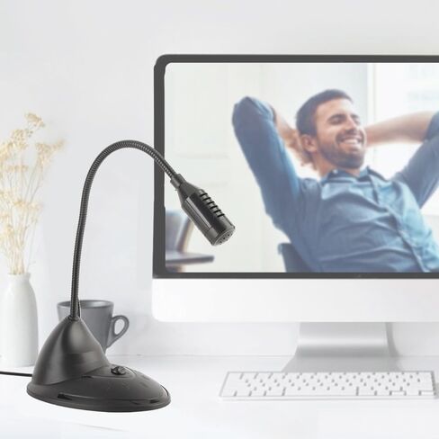 Black ABS Wired Computer Microphone with 4.92 ft Cable, 3.5mm Omnidirectional Adjustable Gooseneck Mic for Notebook PC in Kuwait