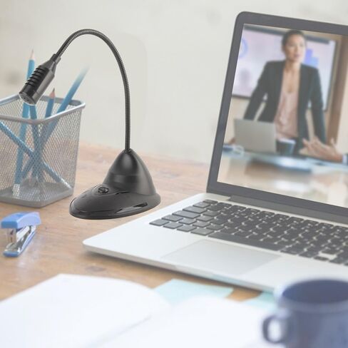 Black ABS Wired Computer Microphone with 4.92 ft Cable, 3.5mm Omnidirectional Adjustable Gooseneck Mic for Notebook PC in Kuwait