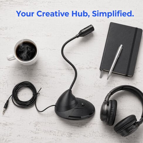 Black ABS Wired Computer Microphone with 4.92 ft Cable, 3.5mm Omnidirectional Adjustable Gooseneck Mic for Notebook PC in Kuwait