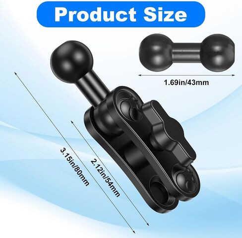 Andibro 17mm Ball Mount Extension Adapter, Aluminum 360° Rotation Extension Rod for Car Phone Holder Air Vent Dashboard Compatible with GPS Mount in Kuwait