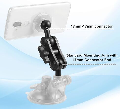 Andibro 17mm Ball Mount Extension Adapter, Aluminum 360° Rotation Extension Rod for Car Phone Holder Air Vent Dashboard Compatible with GPS Mount in Kuwait