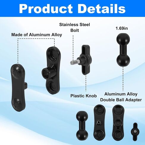 Andibro 17mm Ball Mount Extension Adapter, Aluminum 360° Rotation Extension Rod for Car Phone Holder Air Vent Dashboard Compatible with GPS Mount in Kuwait