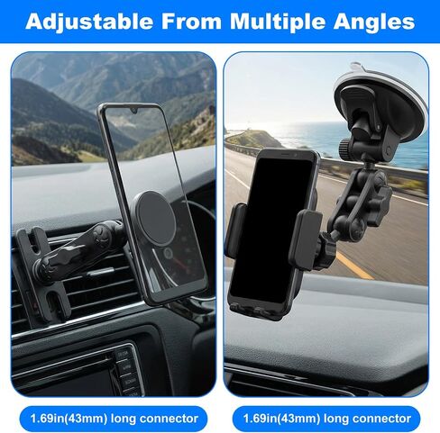 Andibro 17mm Ball Mount Extension Adapter, Aluminum 360° Rotation Extension Rod for Car Phone Holder Air Vent Dashboard Compatible with GPS Mount in Kuwait