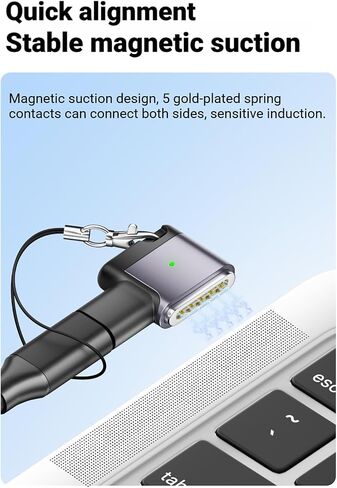 100W PD Quick Charge USB C to Magnetic Side Angle Connector, Compatible with MagSafe 3, for MacBook 2021-2025 M1/M2/M3/M4/M5 (Purple-Gray, 5 ft / 1.5m) in Saudi Arabia