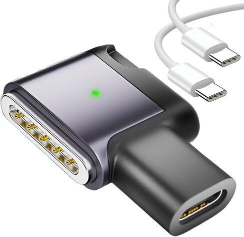 100W PD Quick Charge USB C to Magnetic Side Angle Connector, Compatible with MagSafe 3, for MacBook 2021-2025 M1/M2/M3/M4/M5 (Purple-Gray, 5 ft / 1.5m) in Saudi Arabia