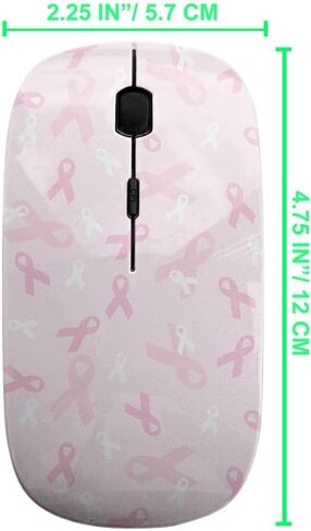 2.4GHz USB Wireless Mouse, Breast Cancer Awareness Pink Ribbon Pattern, Ergonomic Slim Computer Mice for Kids in Kuwait