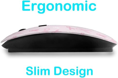 2.4GHz USB Wireless Mouse, Breast Cancer Awareness Pink Ribbon Pattern, Ergonomic Slim Computer Mice for Kids in Kuwait