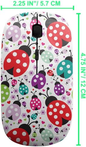 2.4GHz USB Wireless Mouse, Lady Bug Polka Dots Pattern, Ergonomic Slim Computer Mice for Kids in Kuwait