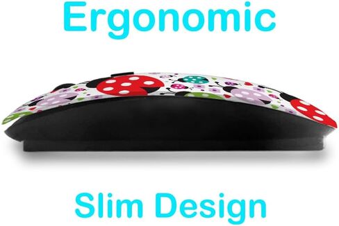 2.4GHz USB Wireless Mouse, Lady Bug Polka Dots Pattern, Ergonomic Slim Computer Mice for Kids in Kuwait