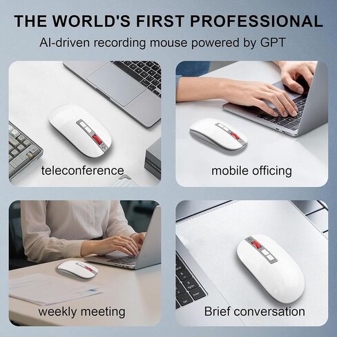 AI Smart Voice Mouse, 2-Mode Bluetooth and 2.4G Wireless with Real-Time Translation & Document to Excel Conversion, Ergonomic Office Mouse for Laptop PC Mac Business Professionals in Kuwait