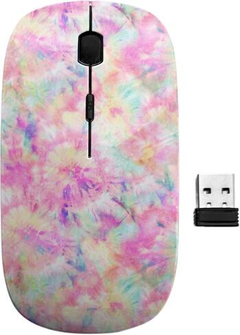 2.4GHz USB Wireless Mouse, Colourful Tie Dye Pattern, Ergonomic Slim Computer Mice for Kids in Kuwait