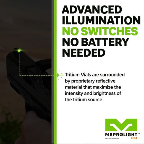 Meprolight Glock MPO-DF/MPO-F Backup Sights, Tritium-Illuminated, Co-Witness with Mepro Optics, Durable Metal, Fits Glock Standard Frame (10224317301-MPL) in Saudi Arabia