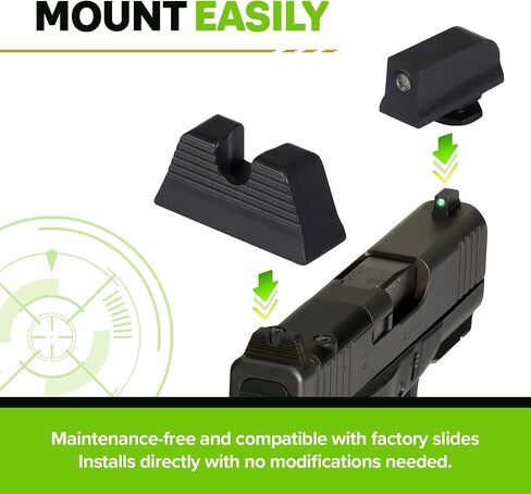 Meprolight Glock MPO-DF/MPO-F Backup Sights, Tritium-Illuminated, Co-Witness with Mepro Optics, Durable Metal, Fits Glock Standard Frame (10224317301-MPL) in Saudi Arabia