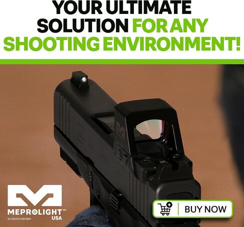 Meprolight Glock MPO-DF/MPO-F Backup Sights, Tritium-Illuminated, Co-Witness with Mepro Optics, Durable Metal, Fits Glock Standard Frame (10224317301-MPL) in Saudi Arabia