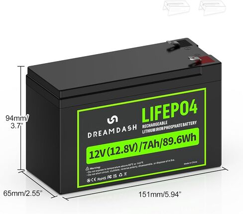 قطعتان من بطارية LiFePO4 ذات الدورة العميقة بقوة 12 فولت و7 أمبير في الساعة، حتى 5000+ دورة عميقة in Kuwait